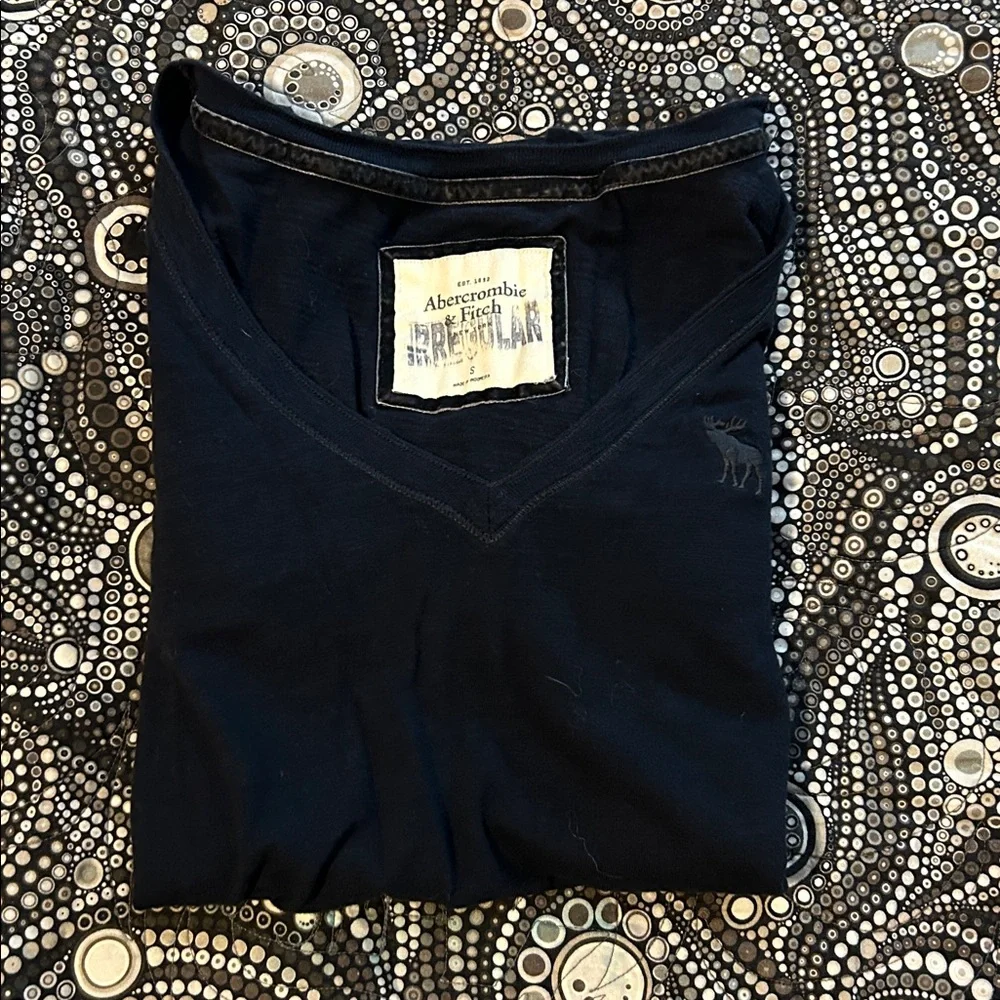 Abercrombie & Fitch Womens S Navy Blue V-Neck Long Sleeve Shirt - Picture 3 of 6